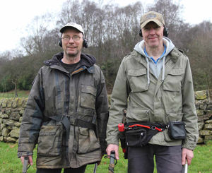 Metal detectorists Joe Kania (left) and Mark Hambleton, who discovered a collection of gold torcs on Staffordshire farmland