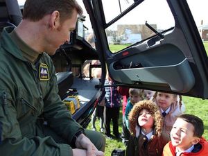 Supporting image for story: Helicopter crew drop into visit Ellesmere school