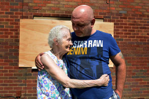 Margaret gives Paul a well-deserved embrace