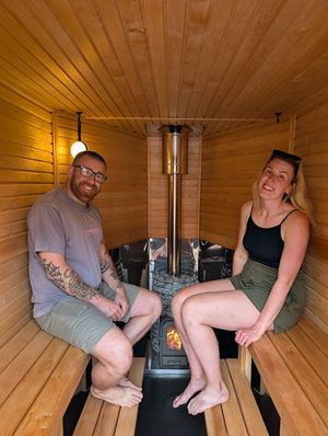 Founders: Jack Welch and Sophie Beckley in Ilo Sauna