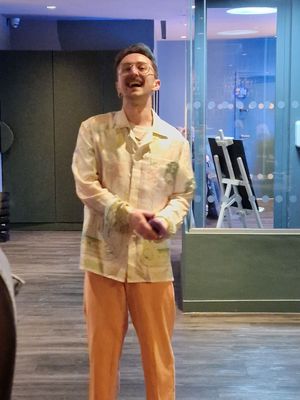 Birmingham Light Festival artist Richard O'Gorman at Chapter restaurant in Edgbaston