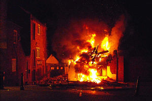 Crews battle the fierce blaze that took hold of the Broseley chip shop in 2009