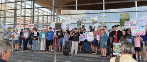 Canal protestors at the Senedd