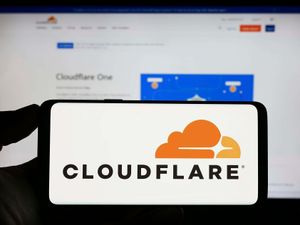 Cloudflare logo on a phone screen