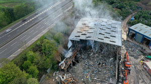Aerial view of the fire. Photo: Sam Bagnall.