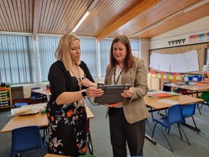 Headteacher Charlie Summers with Julia Buckley MP. Photo: Julia Buckley MP