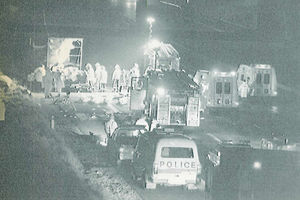 Emergency services at the scene after the horrific crash on the M40