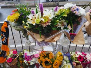 Tributes at the scene.