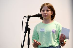 Kathryn speaking at the brand launch of LATCH