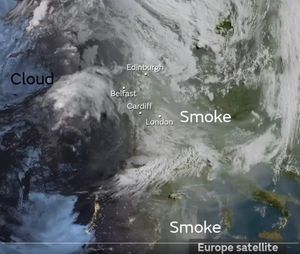 Satellite imagery showing smoke from the Canadian wildfires. Picture: Met Office