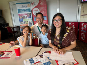 Mayor of Royal Sutton Coldfield Cllr Cindy Yip, pictured prior to taking a heart screening test, with her consort Birmingham City Cllr Alex Yip and their children.