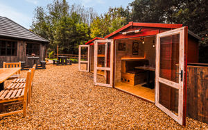 The heated private dining huts.