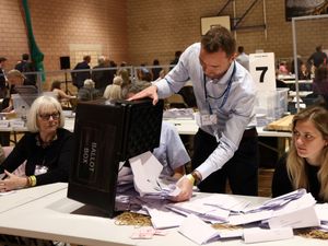 A ballot box is emptied at an election count in Northallerton during the 2024 general election