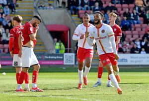 George Hall celebrates his goal.