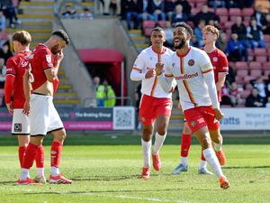 George Hall celebrates his goal.