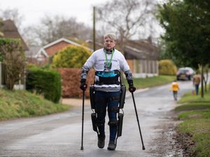 Supporting image for story: Paralysed man raises more than £12,000 for NHS with exoskeleton suit walk