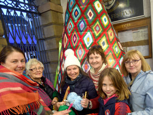 Supporting image for story: Giant crocheted Christmas tree bringing festive cheer to Bewdley Museum