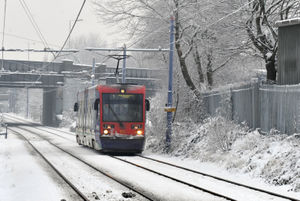 Trams kept running through the snow