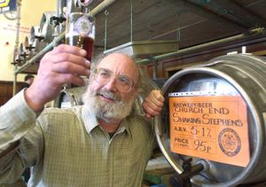 Stan Stephens enjoys a pint of the beer named after him... and the Dudley earthquake