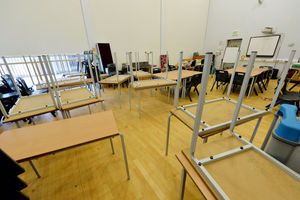 Tables stored in the school hall