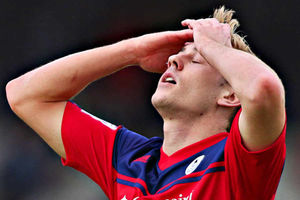 A dejected Adam Farrell of AFC Telford United