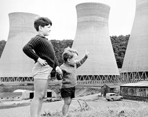 Two children at an open day at the new Ironbridge Power Station on July 4, 1970. 