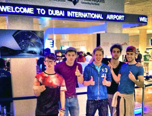 Jet-set – at Dubai airport ahead of a gig