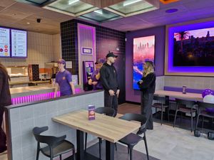 The restaurant is light and bright