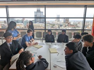 Students at the Goldman Sachs offices in Birmingham