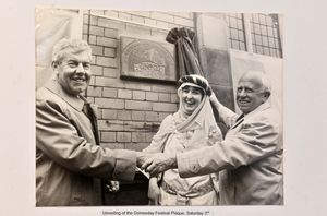 Pauline during her mayoral year with William Pantulf (Norman descendant) and Dr George Arden, a descendent of the family that owned part of Wem pre 1066.