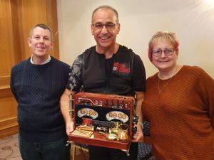 Supporting image for story: Cannock clockmaker makes special birthday gift for Theo Paphitis