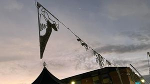 Christmas Lights in Dawley awaiting to be switched-on.