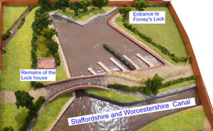 This model illustrates how the Mooring Basin and connection to the Staffs and Worcs Canal will look when completed