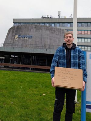 Huw handing in his paper signatories on Monday