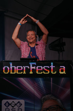 Paul Shuttleworth on stage at Shropshire Oktoberfest. Picture: Bright G