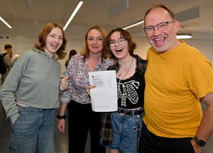 Gracie Gage celebrates with her family.