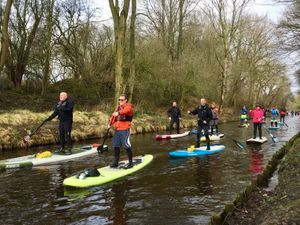 Paddleboarding on the Llangollen Canal
