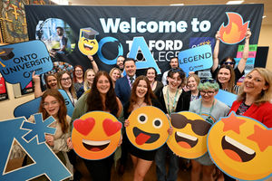 Telford College Principal Lawrence Wood celebrates with staff and students