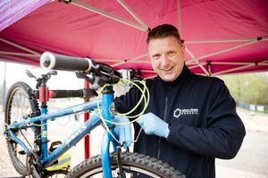 Bike Hub Manager Nick Feavyour getting stuck in as part of the weekend of activities