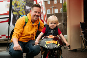 Shrewsbury Fire Station Open Day 2024. In Picture: Jon Titmus with son Jasper Titmus 2 - from Newport.