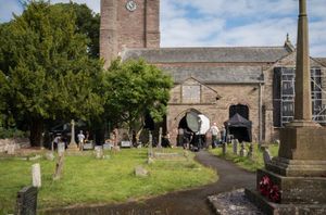 Filming at The village’s ancient Parish Church of St Peter and Paul. Visit Herefordshire