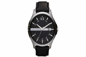 Armani Exchange black leather watch