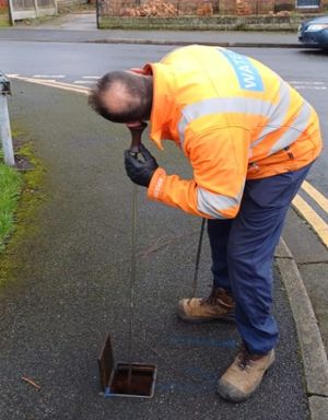Gareth Edwards wih a listening stick