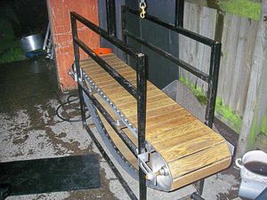 A treadmill used for building up fighting dogs
