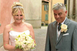 Adele and Tim on their wedding day