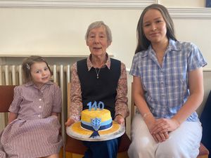 Youngest pupil Madeleine, with 90 year old alumna Pat and Year 13 student Poppy.