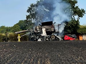 Supporting image for story: Farm workers praised for efforts to tackle field blaze sparked by combine fire