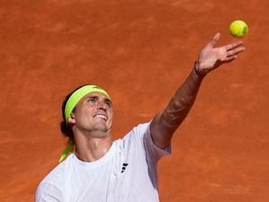 Alexander Zverev serves at the Madrid Open