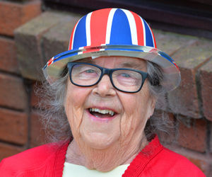 Enjoying Queen's Jubilee Party, at St Joseph's Church, Darlaston, Mary Galt, aged 83, of Darlaston..
