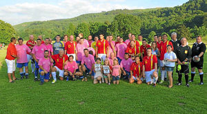 All together after the match  Machynlleth Football team and Association of Wales Team 